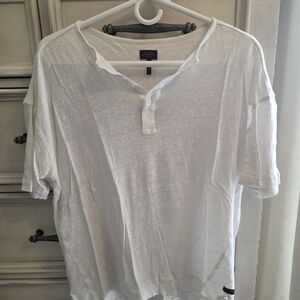 Good Man Brand White Short-Sleeve Henley Polo